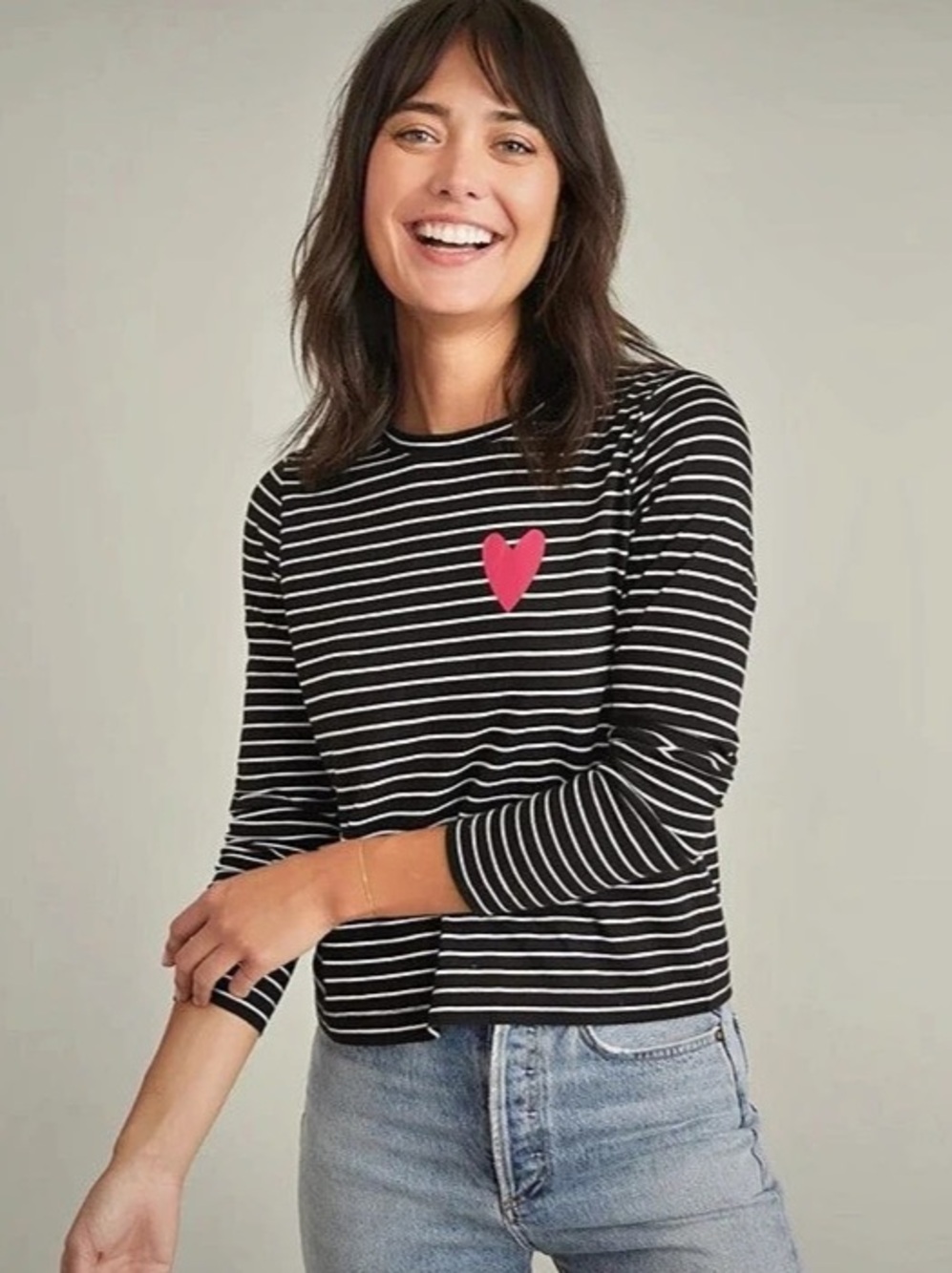 Marina Layer Striped Long Sleeve Top in Black & White Small